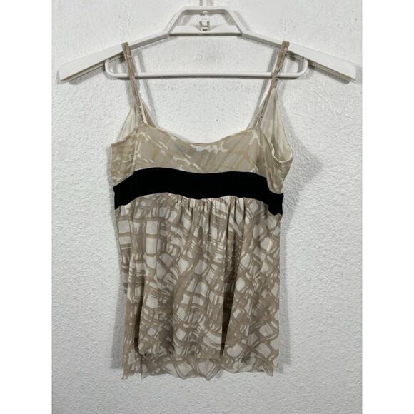 Vintage Y2K Cami Tank Top The Limited Size M Mesh Nylon Beige Geometric - Picture 9 of 9